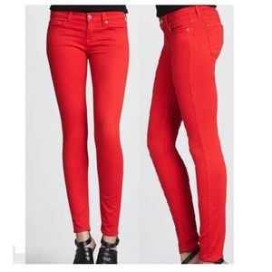7 For All Mankind Red Skinny Leg Jeans